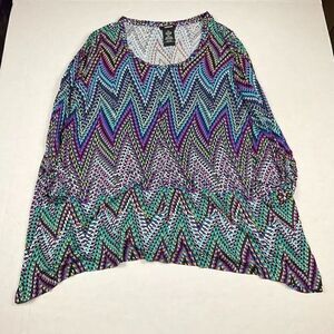 Premise Womens Stretchy Casual Shirt Colorful 3/4 Sleeve Relaxed Fit Top XXL 2X